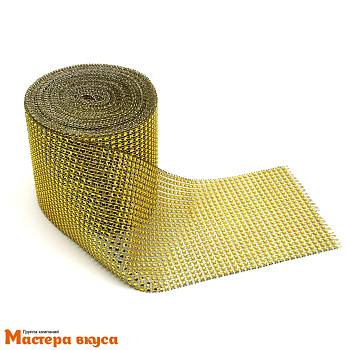 Лента  декоративная h~12см, со стразами ЗОЛОТО, 1 метр