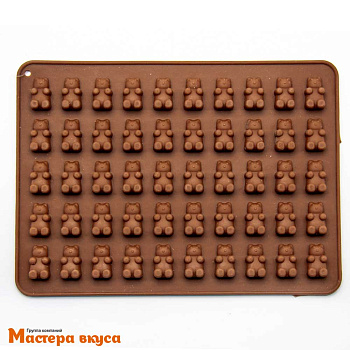 Форма для мармелада и шоколада силиконовая МИШКИ, (50 фигур) 19*14*1 см