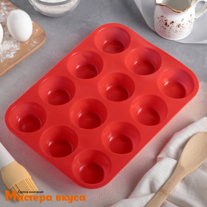 Форма силиконовая МАФФИН, (12 ячеек) ячейка d~6,5см h3см (29*22см)