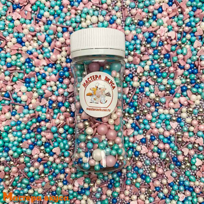 Посыпка  микс  Мастера вкуса ЛАЗУРНЫЙ блестящий (шарики), 50гр