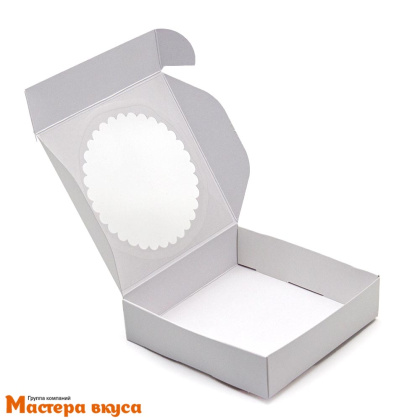 Упаковка для пряников и печенья с окном 11,5*11,5*3 см (белая)