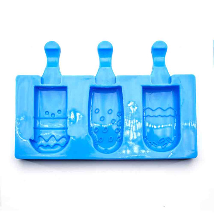 Форма для мороженого силиконовая (эскимо) СЛАДОСТИ, (3 ячейки) 3,5*7 см 