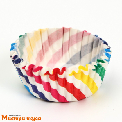 Капсула бумажная для конфет, d-3,5см  h-2см, РАДУЖНЫЕ ПОЛОСЫ (миниупак ~25-30 шт)