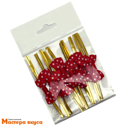 Твист-лента бант КРАСНЫЙ в горошек, 8 см, (упак 10 шт)