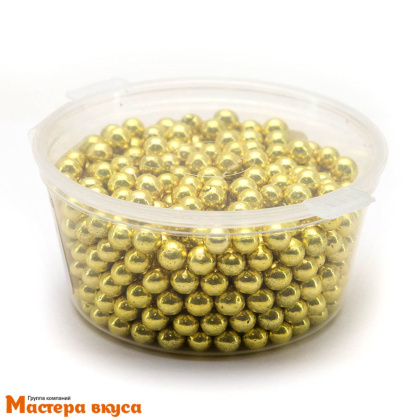 Украшение сахаристое Шарики металл Золотые d3мм, 50гр