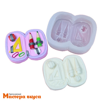 Молд силиконовый  2,5D 1 сентября ПЕНАЛ, изд 7,2*5,5*2,7 см (шоколад~77гр)