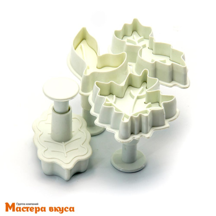 Вырубка-плунжер с выталкивателем ЛИСТОЧКИ МИКС, h~5,5/6,5 см, (набор 4 шт)