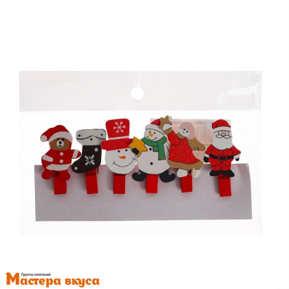 Декор прищепки  (НГ) "Всё,что нужно в Новый год", (набор 6 шт)
