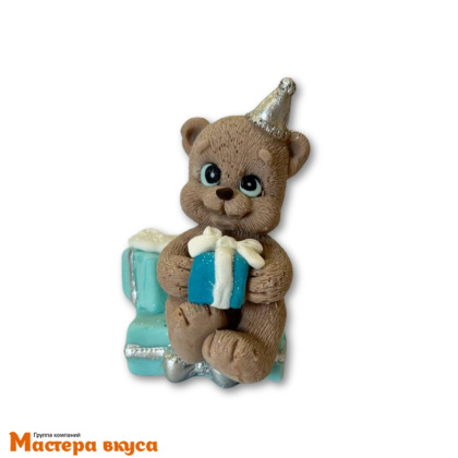 Фигурка из шок. глазури "Мишка с подарком", h~6,5 см