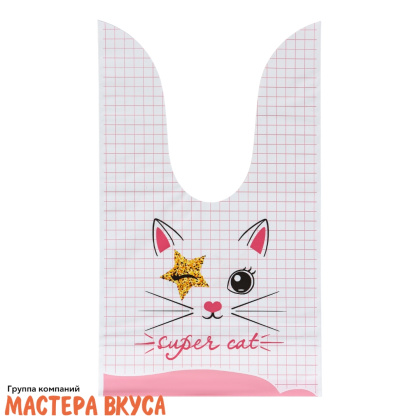 Пакет для сладостей  с завязками-ушками 12*22 см, "Котёнок"