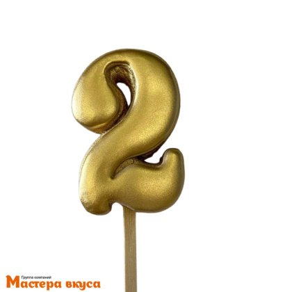 Топпер имбирный пряник-цифра фигурная, золотая - 2