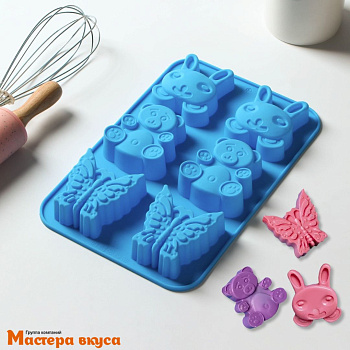 Форма силиконовая ЖИВОТНЫЕ.ЗООПАРК, (6 ячеек) 26*17 см