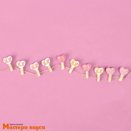 Декор прищепки "Сердечки, Мишки", (набор 10 шт), 2,5*12,5*13,5 см