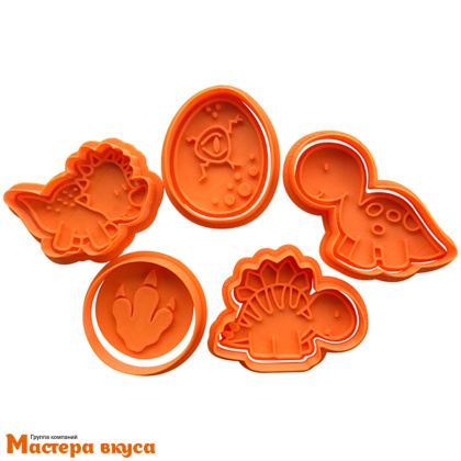 Набор вырубок и штампов пластик ДИНОЗАВРИКИ, (набор 5 шт), ~5,5*6,5 см