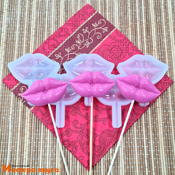 Форма для леденцов силиконовая ГУБЫ, (5 ячеек) 6*3,5 см