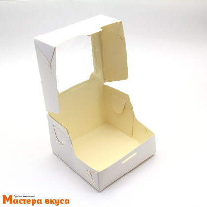 Упаковка для бенто-торта с окном 120*120* 80 мм, картон (белая)