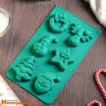 Форма силиконовая НОВЫЙ ГОД, (6 ячеек) 29*17*3 см