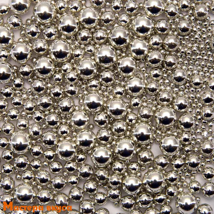 Украшение сахаристое Шарики металл Серебро МИКС (d2 мм,3мм,5мм,7мм) 50 гр