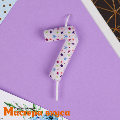 Свеча-цифра "Искры" белая (h-5,5см)  - 7 