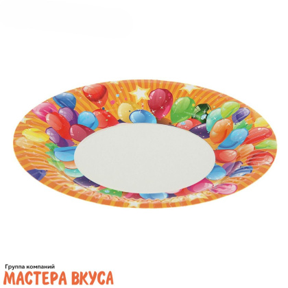 Тарелка бумажная ламинированная "Воздушные шарики", d-18 см, (упак 6 шт)