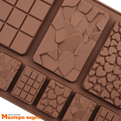 Форма для шоколада силиконовая, плитка СУПЕР МИКС 9в1, 20*15*0,7 см