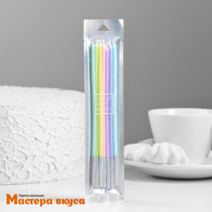 Свечи средние, Пастельные микс, (набор 7 шт), 11,5 см