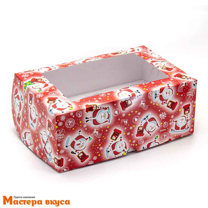 Коробка для  6 капкейков с окном, 250*170*100 мм  (Новогодняя почта)