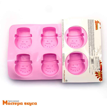 Форма силиконовая СНЕГОВИК (6 ячеек), 25*16,5*3 см 
