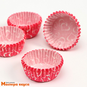 Капсула бумажная для конфет, d-3,5см  h-2см, СЕРДЦЕ (миниупак ~15-20 шт)