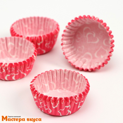 Капсула бумажная для конфет, d-3,5см  h-2см, СЕРДЦЕ (миниупак ~15-20 шт)