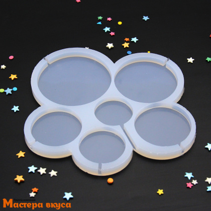 Форма для леденцов силиконовая КРУЖКИ, (6 ячеек), d~3,5-7 см