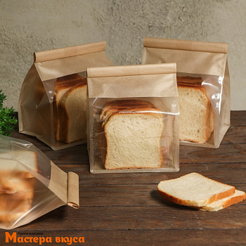 Пакет бумажный 160*130*260 мм, с окном, прямоугольное дно, (крафт)