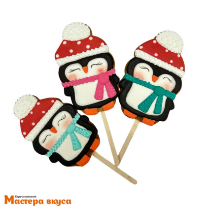 Топпер имбирный пряник  "Новогодний Пингвин", ~12*8 см, 75 гр