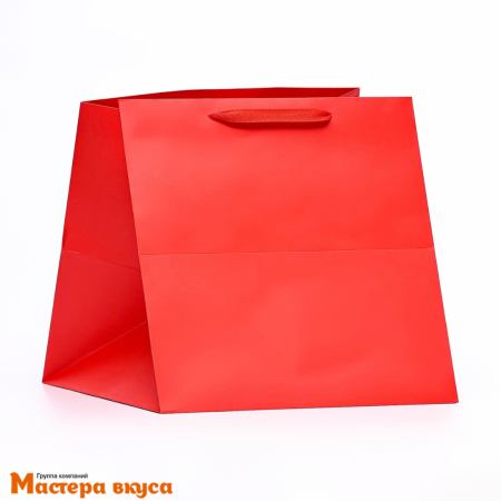 Пакет для торта 300*300*300 мм, с квадратным дном, красный