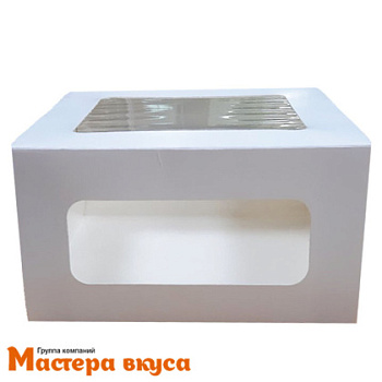 Короб для торта с панорамным окном, 180*180*100 мм, белый АП