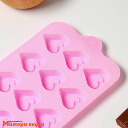 Форма для шоколада силиконовая  СЕРДЕЧКИ, (15 ячеек) 21*10 см