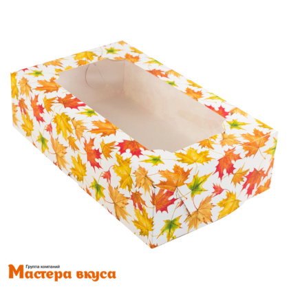 Упаковка для зефира и печенья с окном 250*150*70 мм  (Кленовый лист)