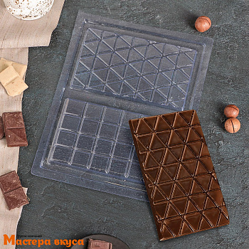 Форма для шоколада пластиковая, плитка МИКС ДВЕ ПЛИТКИ-2, (2 ячейки) 26,5*21 см