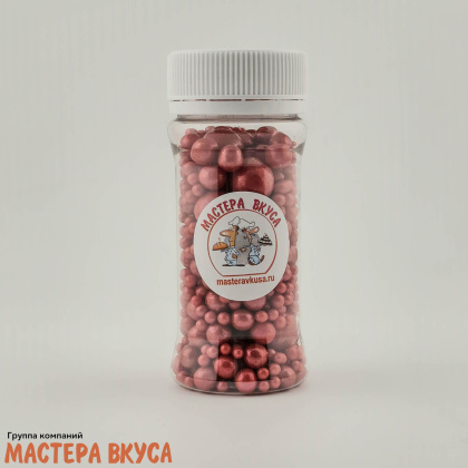 Посыпка Шарики зерновые Жемчуг микс №164 КРАСНЫЙ (d2-12мм), 50 г 