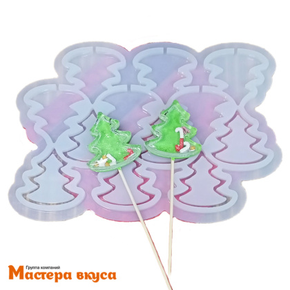 Форма для леденцов силиконовая  погремушка  ЕЛОЧКИ, (6 ячеек) 5*4,8 см 