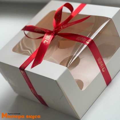 Коробка для  5 капкейков с панорамным окном, 180*180*100 мм (белая) (2-д)