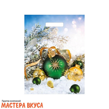Пакет полиэтиленовый с вырубными ручками 310*400 мм,  "Шары в снегу"