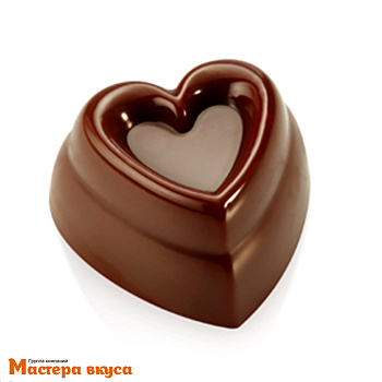 Форма поликарбонатная для шоколада ПРАЛИНЕ СЕРДЦЕ, (21 ячейка)13.5*27.5 см, Pavoni (Италия)