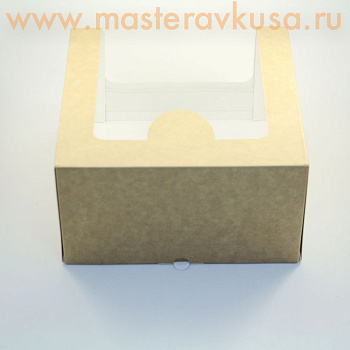 Короб для торта с панорамным окном, 180*180*100 мм, крафт, ДЖ