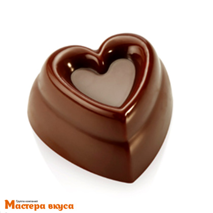 Форма поликарбонатная для шоколада ПРАЛИНЕ СЕРДЦЕ, (21 ячейка)13.5*27.5 см, Pavoni (Италия)