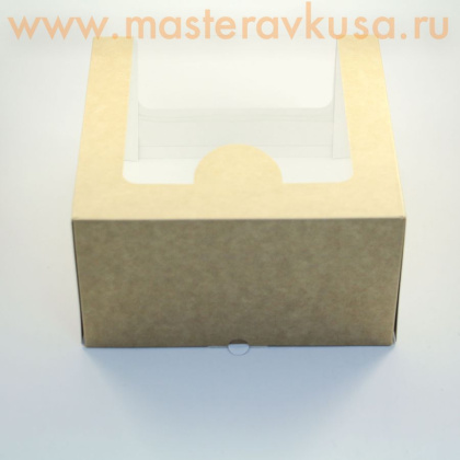 Короб для торта с панорамным окном, 180*180*100 мм, крафт, ДЖ