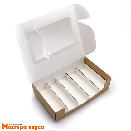 Упаковка для эклеров с окном для 5 шт 250*150*66 мм (крафт)