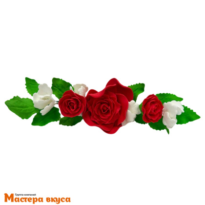 Сахарное украшение букет РОЗА КРАСНАЯ, длина ~23см