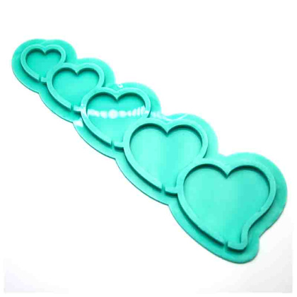 Форма для леденцов силиконовая СЕРДЕЧКИ С ИЗГИБОМ, (5 ячеек) d~3,5-7,5 см 