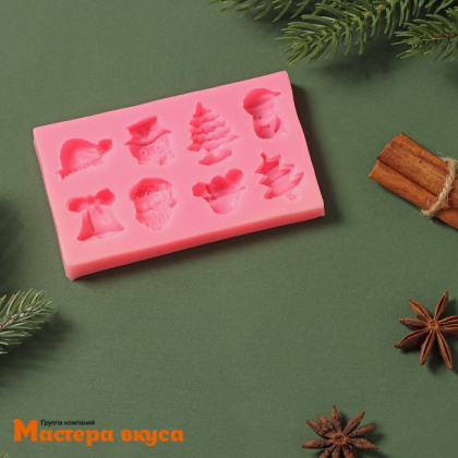 Молд силиконовый СНЕЖНЫЕ ФИГУРЫ, 8 ячеек, 11,8*7 см